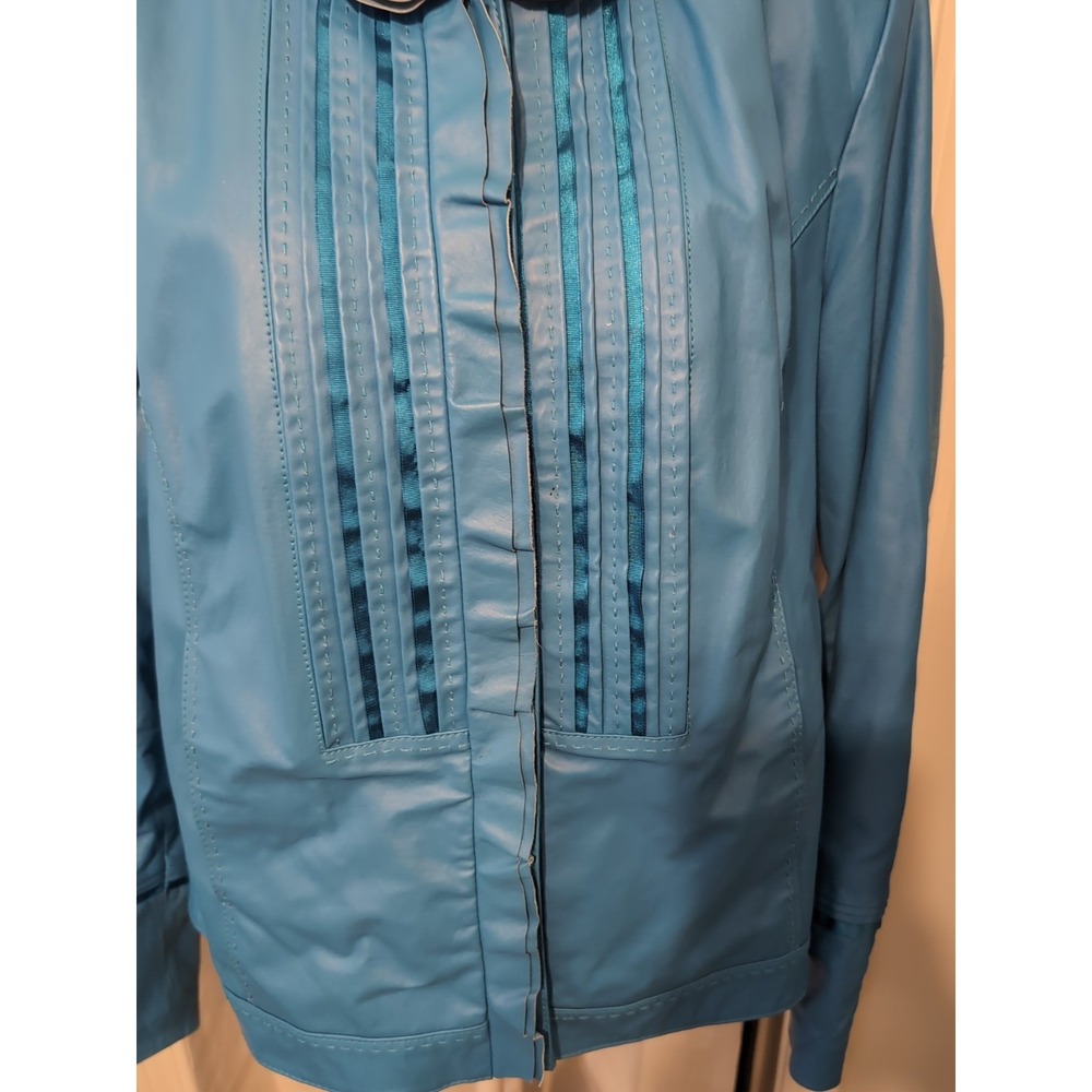 Vintage Y2K Terry Lewis Women's Blue Leather Jacket Size XL - Picture 8 of 13